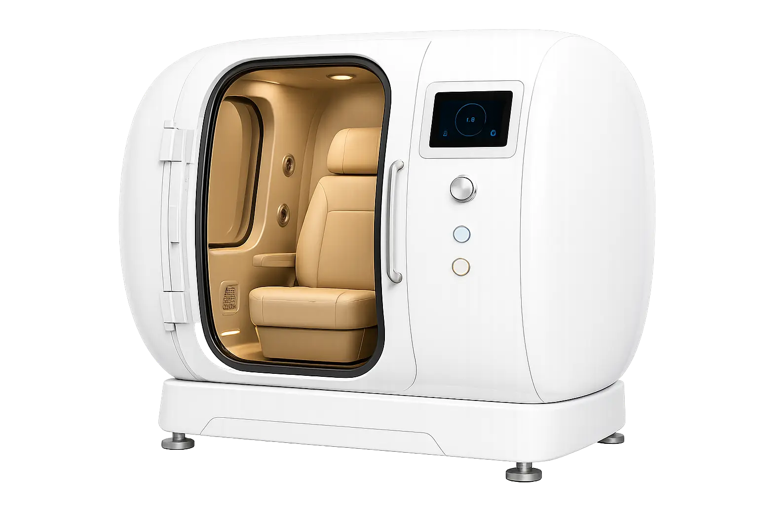 One-piece rigid hyperbaric chamber with fixed transport dimensions