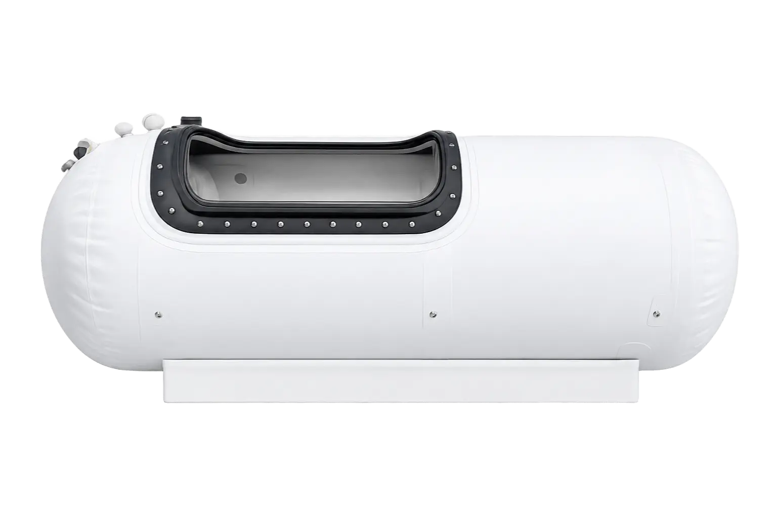Capsule-style hyperbaric chamber with a compact cylindrical interior