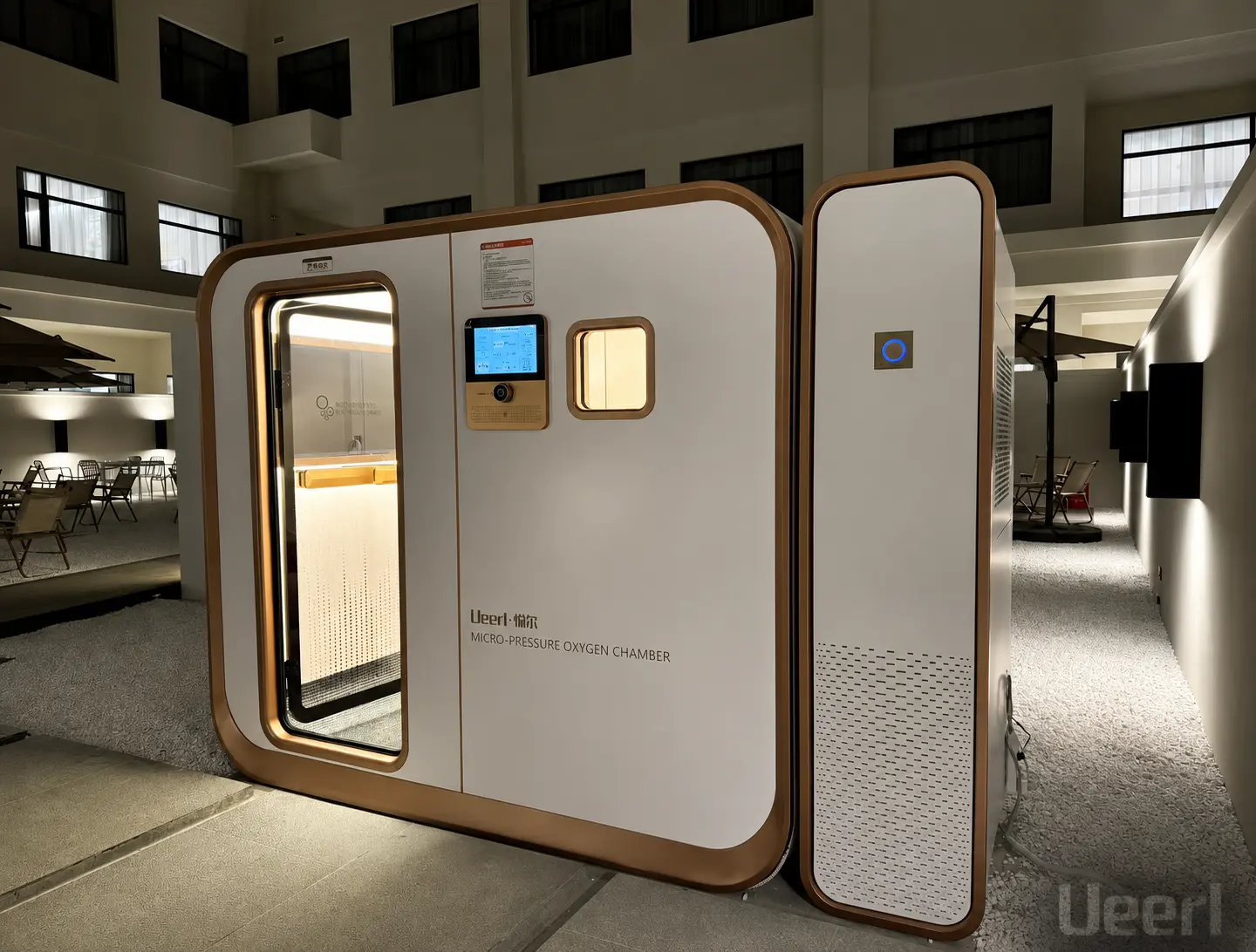 Ueerl V3 room-style hyperbaric oxygen chamber for luxury hotels and wellness resorts