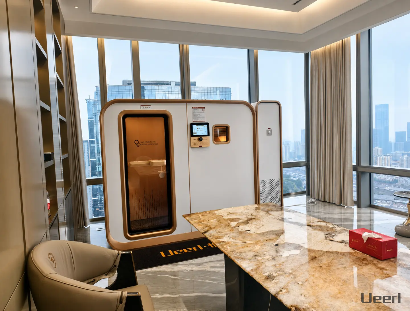 Ueerl V3 room-style hyperbaric oxygen chamber for executive offices and workplace wellness