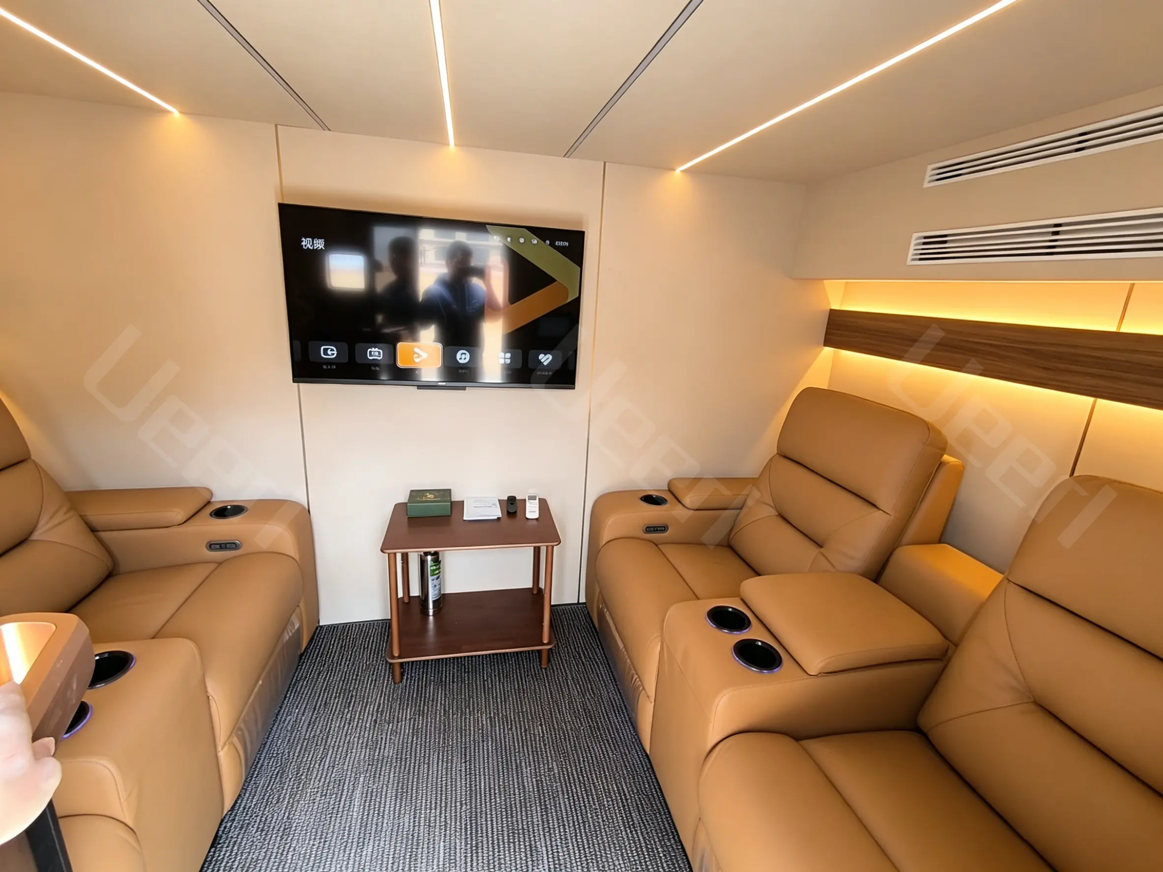 Premium interior of a Ueerl multi-person room-style hyperbaric oxygen chamber