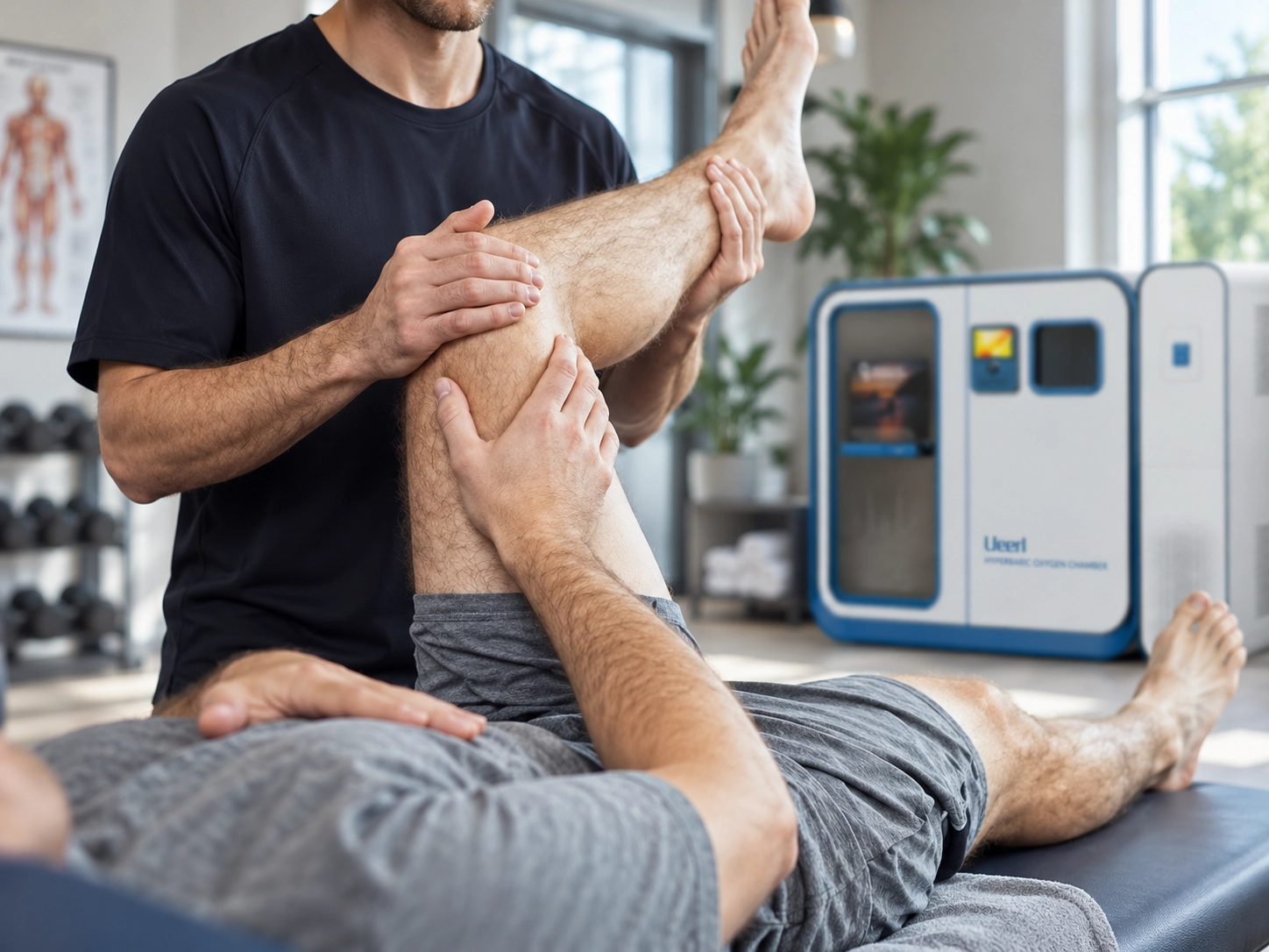 Ueerl room-style hyperbaric oxygen chamber in a premium recovery and wellness environment