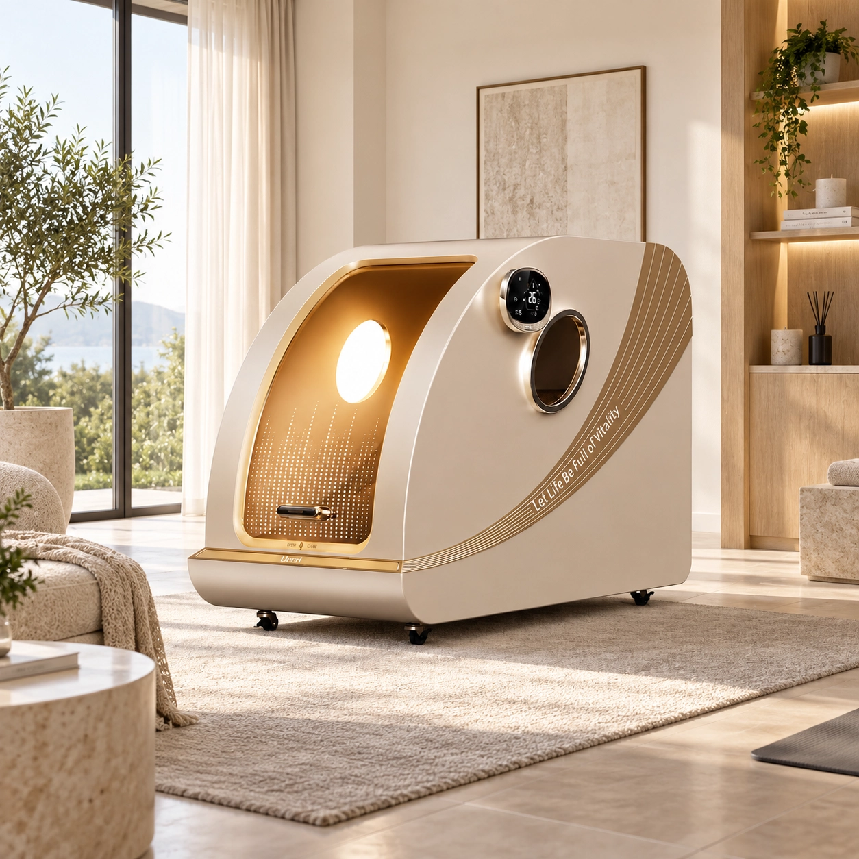 Ueerl C2 hyperbaric chamber in a modern home wellness space